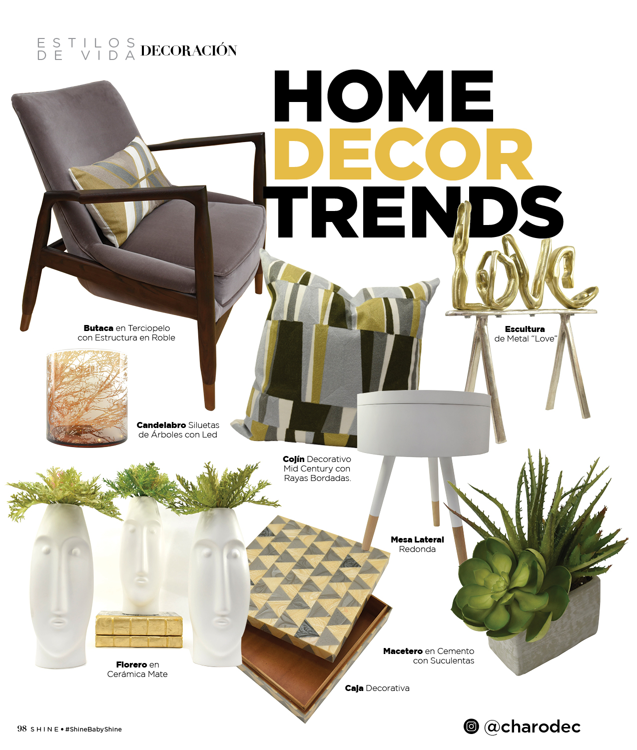 Home Decor trends, publicación Shine Magazine Marzo 2018