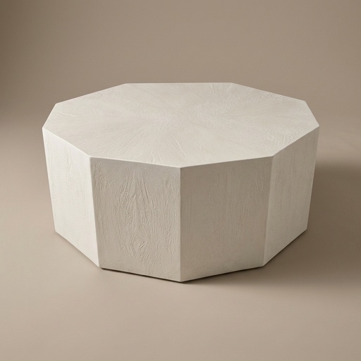 Mesa Centro Caspian de Charo, mesa de centro octogonal de madera blanqueada