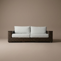 Sofa de Mimbre Brazo Cuadrado de 2 Plazas