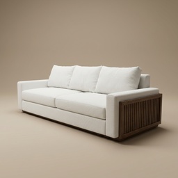 Sofa Pacifico 4 Plazas de Charo, sofá tapizado con brazos de listones de madera