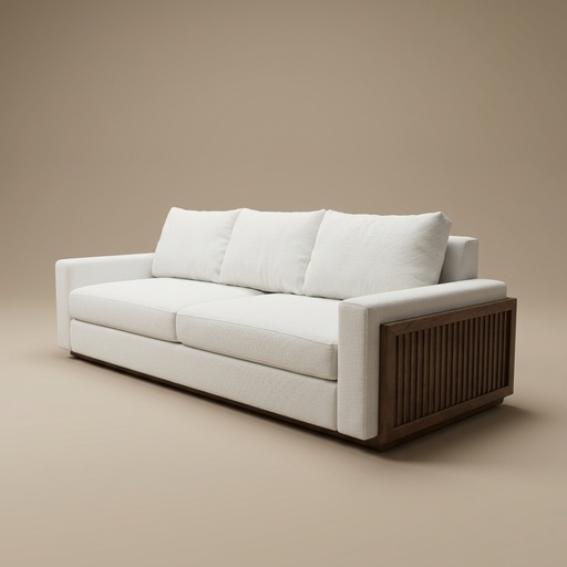 Sofa Pacifico 4 Plazas de Charo, sofá tapizado con brazos de listones de madera