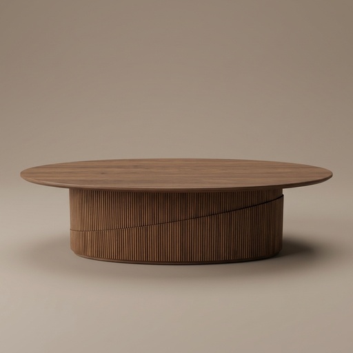Mesa de Comedor Encuentro C/Tope Ovalado de Charo, mesa ovalada con base acanalada de madera