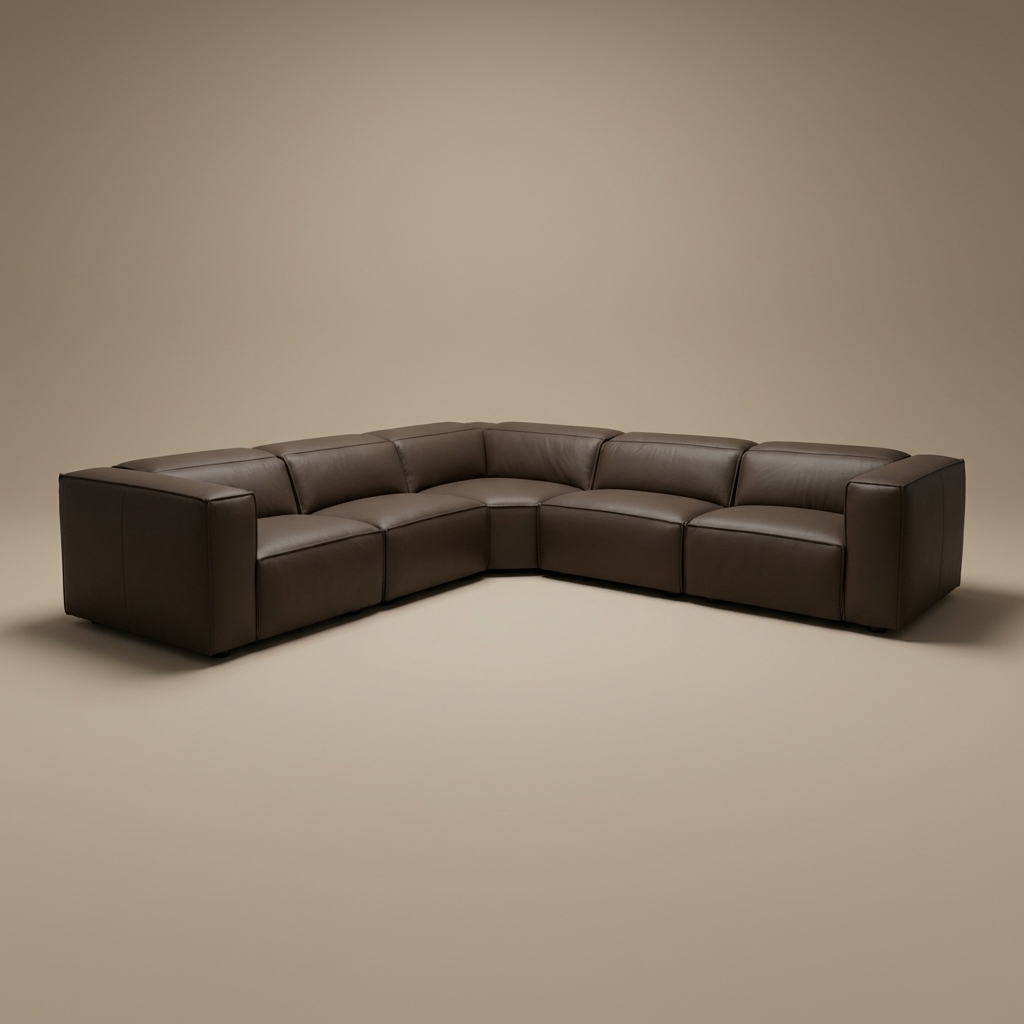 Sofa Seccional I923 Electronic Recliner Brown de Charo, seccional de piel marrón