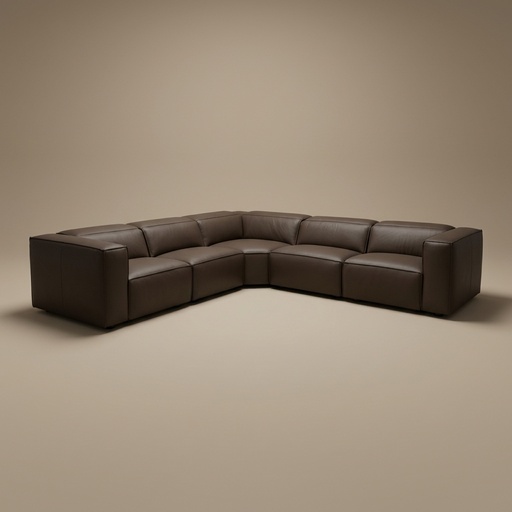 Sofa Seccional I923 Electronic Recliner Brown de Charo, seccional de piel marrón